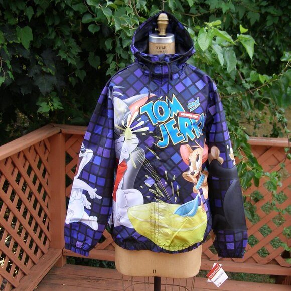 NWT size M MENS Tom and Jerry Windbreaker Jacket All Over Print - Picture 2 of 12